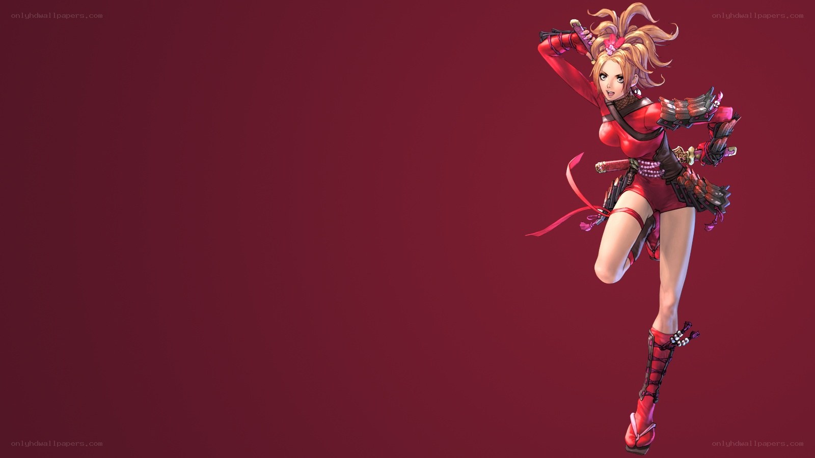 female warrior in red armor