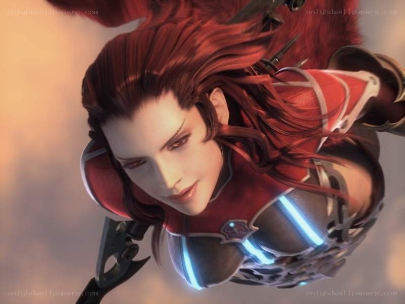 female warrior in red armor