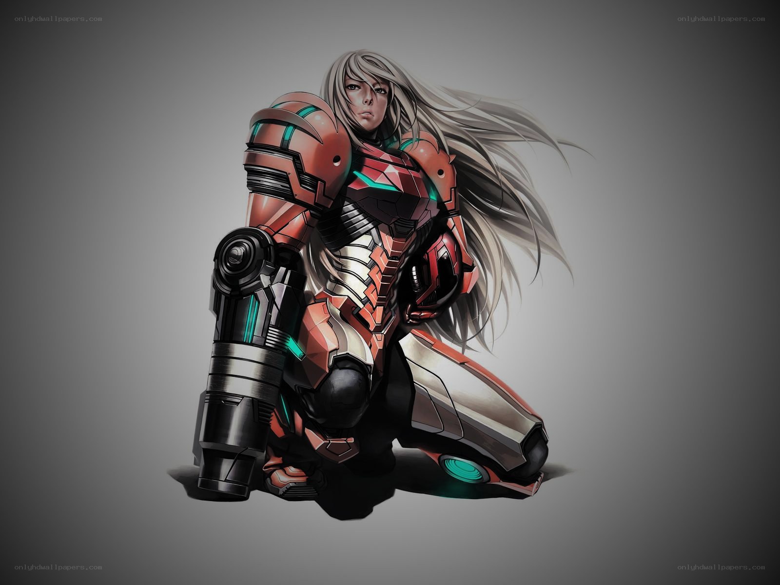 female warrior in red armor