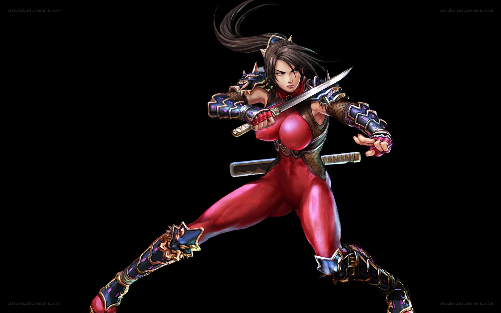 female warrior in red armor