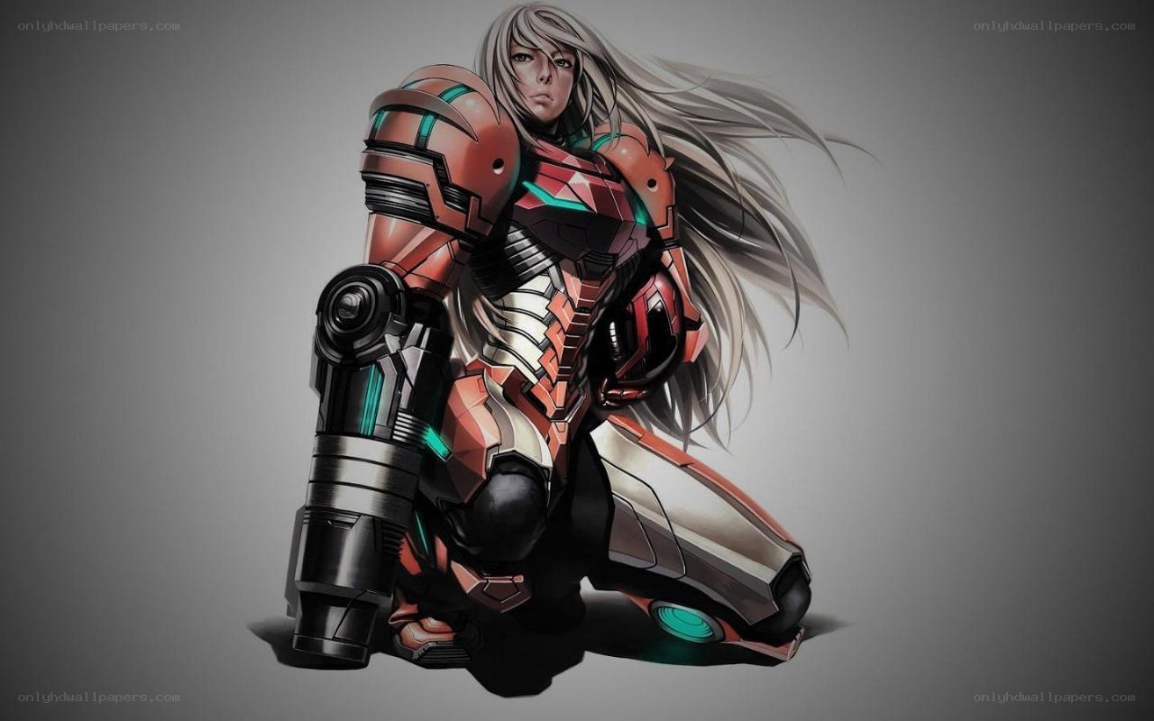 female warrior in red armor