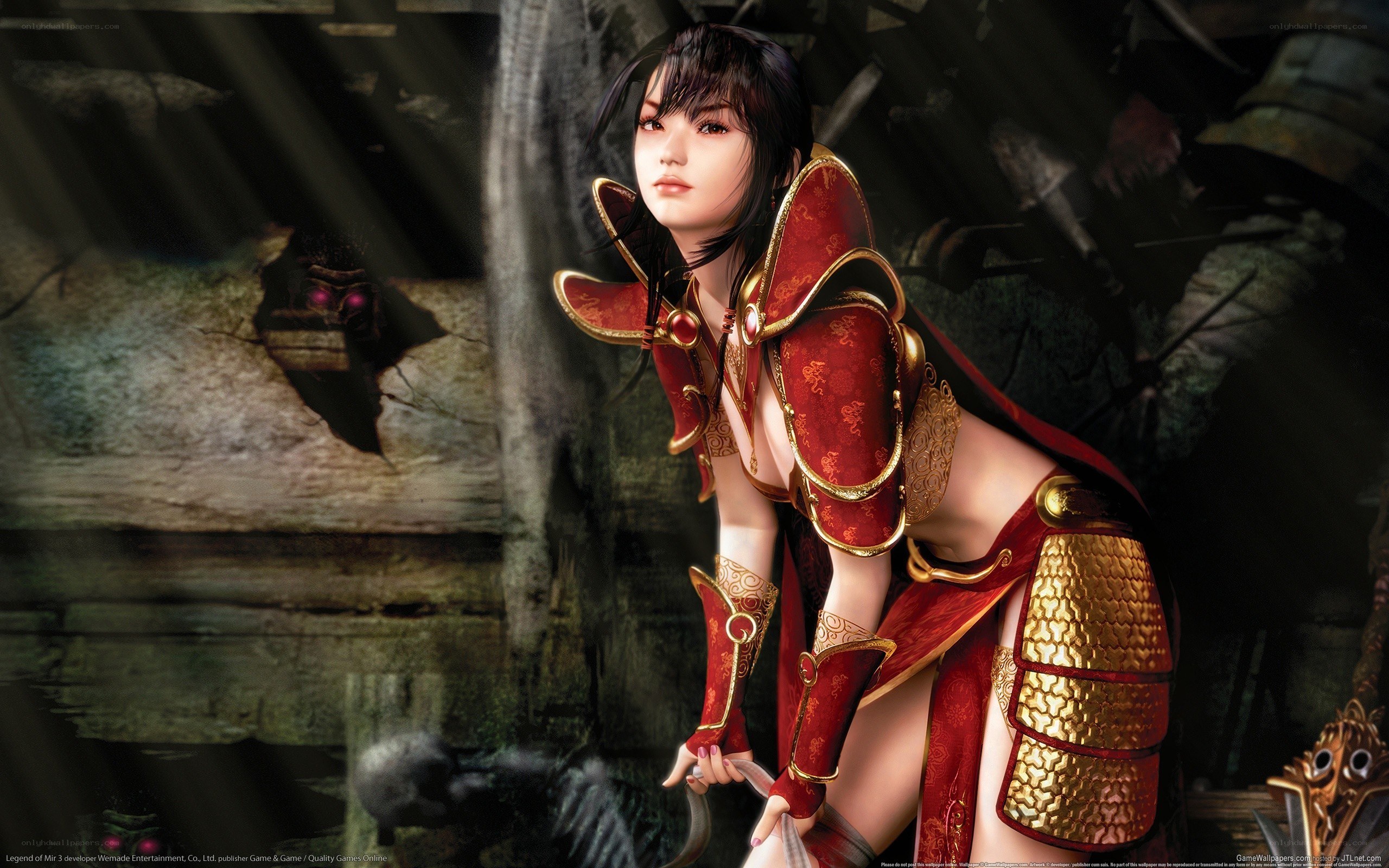 female warrior in red armor