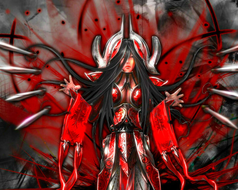 Female Warrior in Red Armor — Dramatic, Digital Art, Long Hair