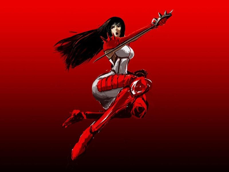 Female Warrior in Red — Dramatic