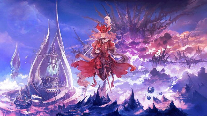 Female Warrior in Red — Purple