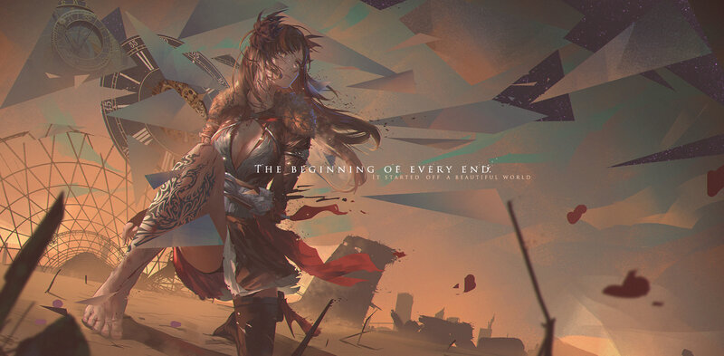 Female Warrior in Ruins — Brown