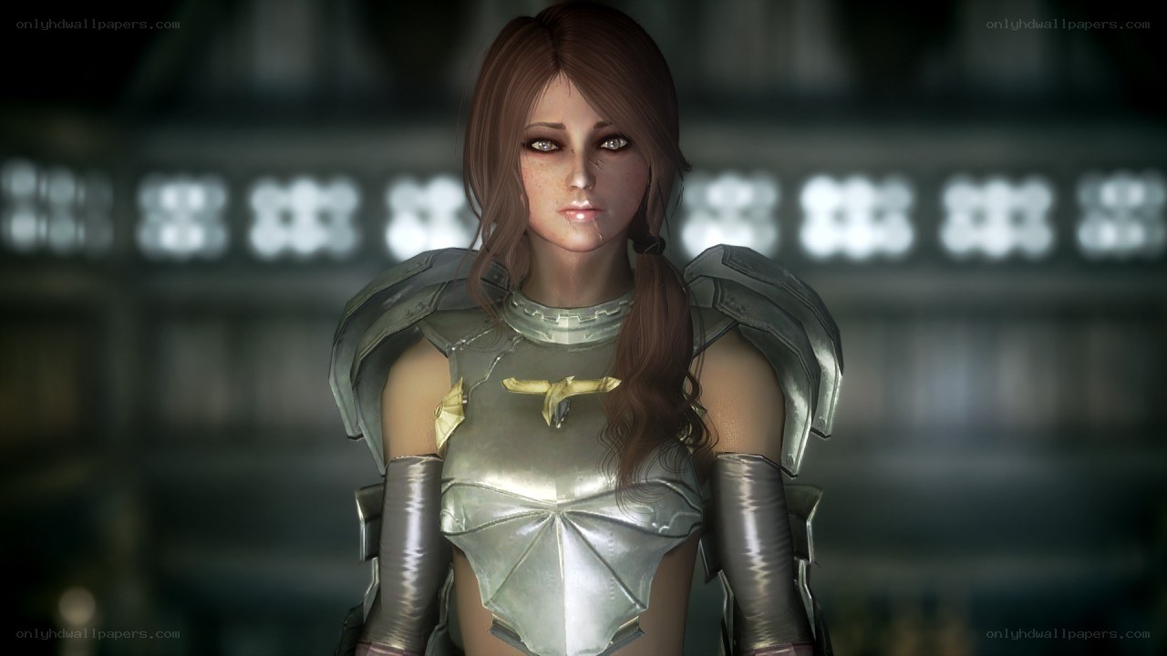 female warrior in silver armor