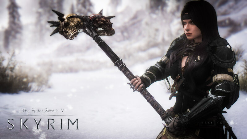 Female Warrior in Snow — Black, Cold