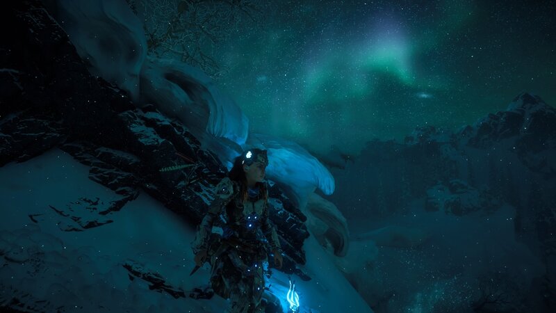 Female Warrior in Snow — Blue, Dramatic, Night
