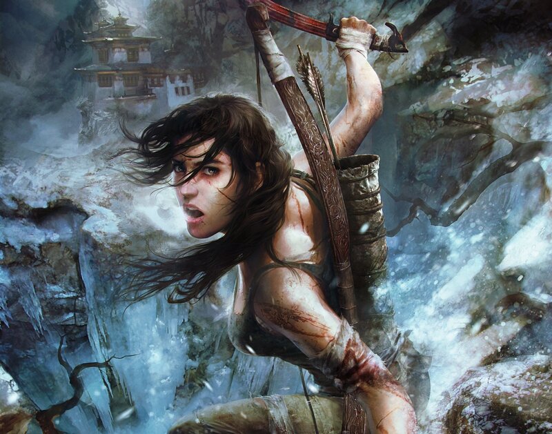 Female Warrior in Snow — Blue, Dramatic