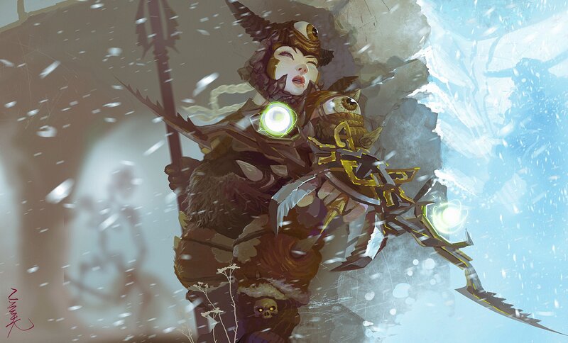 Female Warrior in Snow — Brown