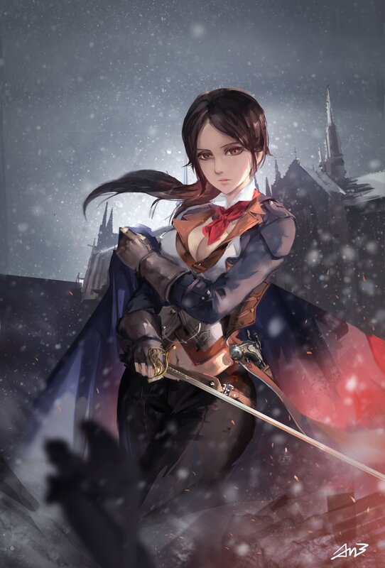 Female Warrior in Snow — Gray
