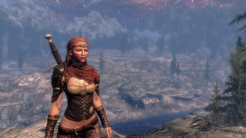 female warrior in snowy landscape