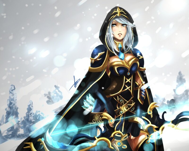 female warrior in snowy landscape
