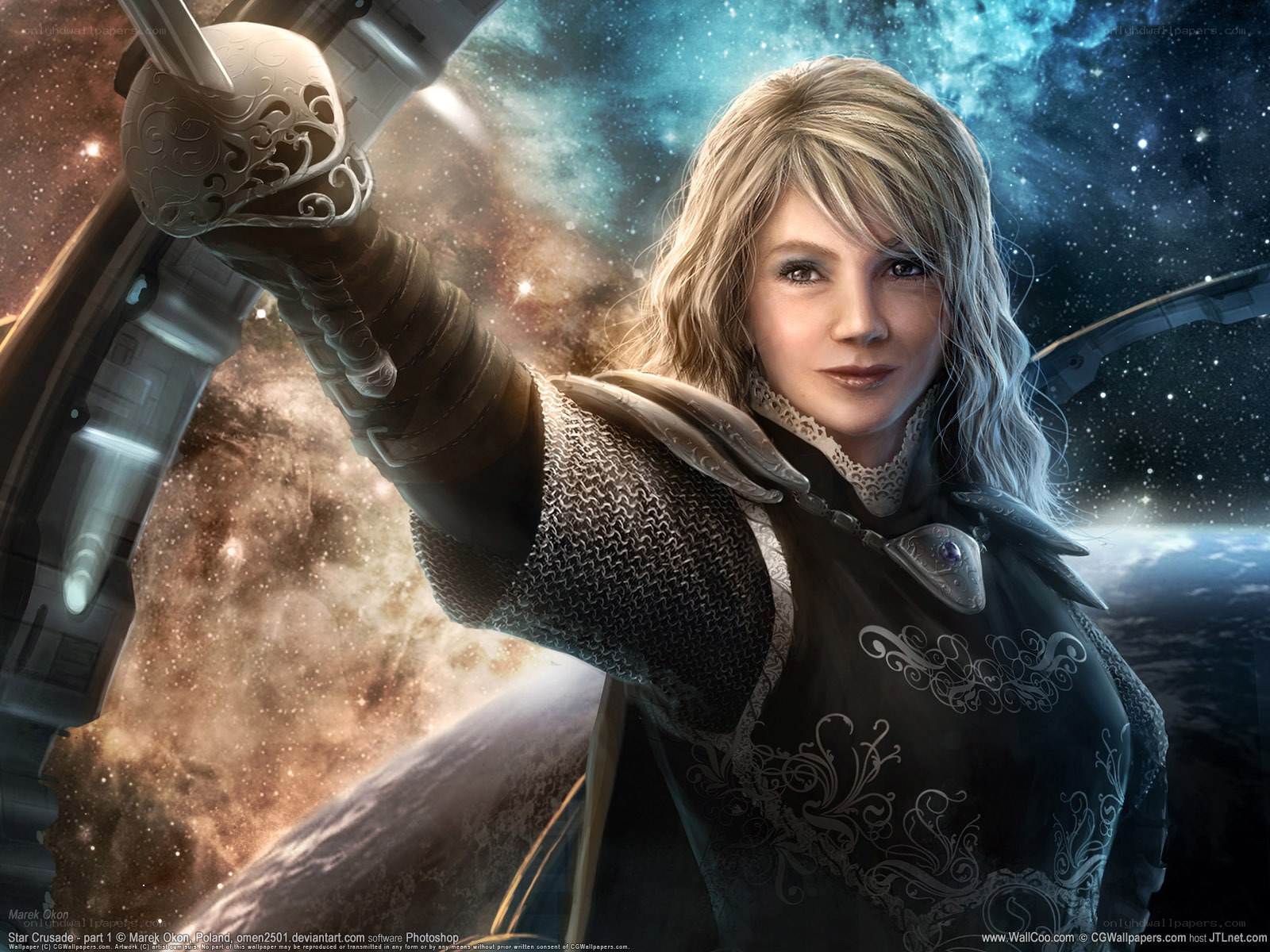 female warrior in space