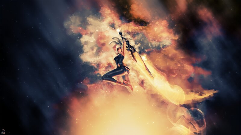 Female Warrior in Space — Orange