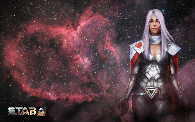 Female Warrior in Space — Purple