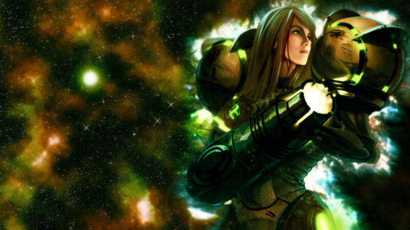 female warrior in space