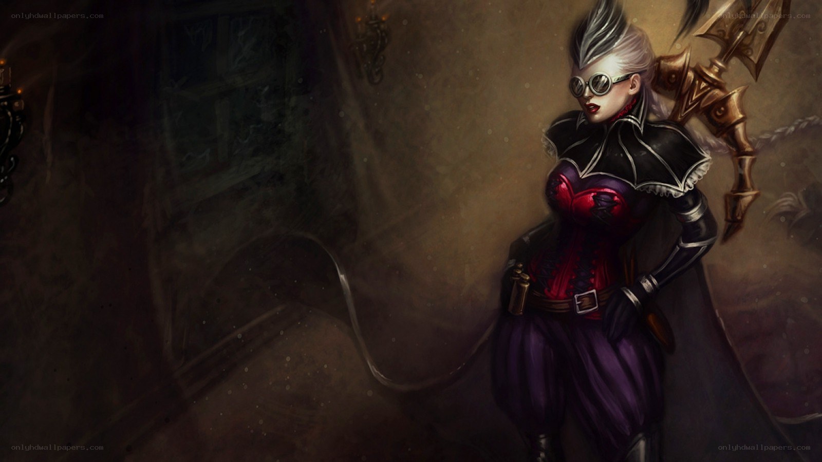 female warrior in steampunk attire