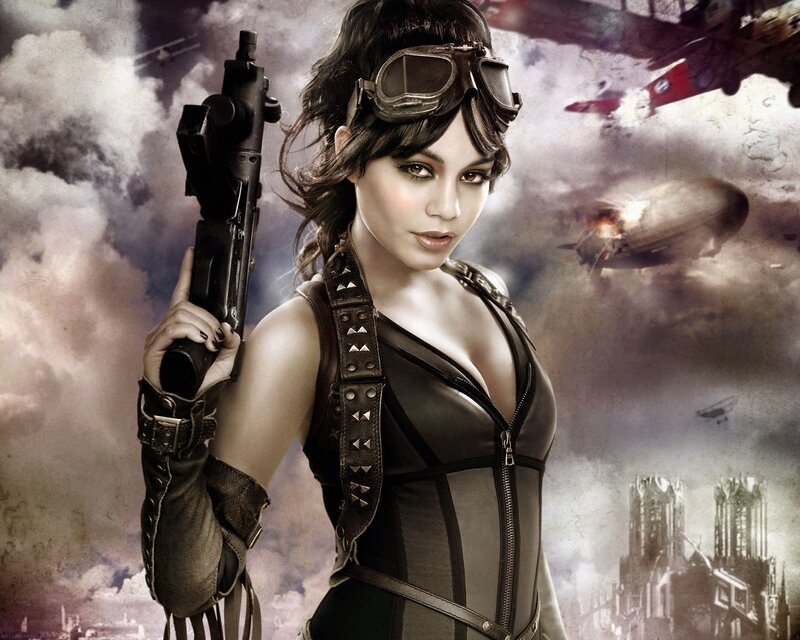female warrior in steampunk gear