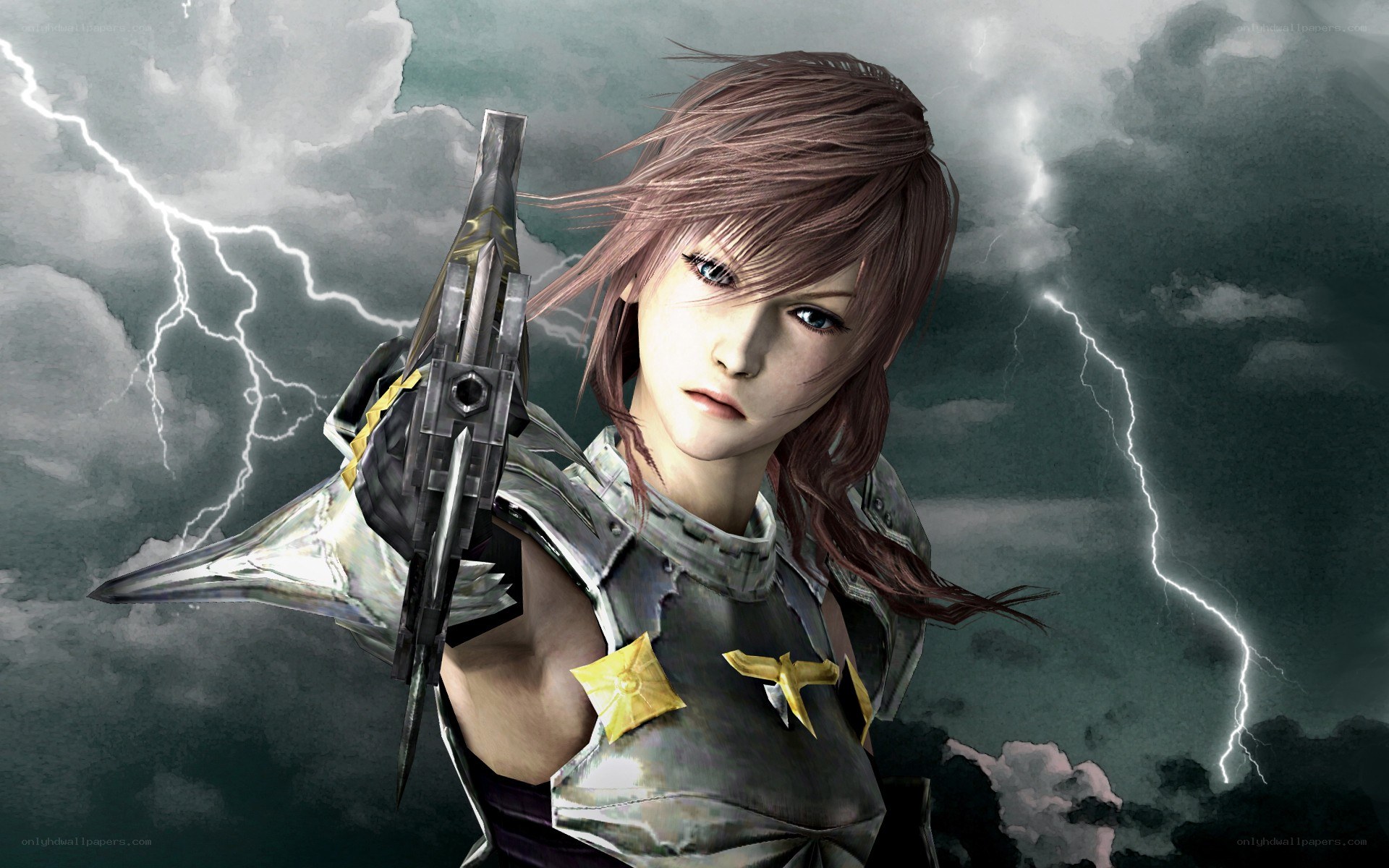 female warrior in storm