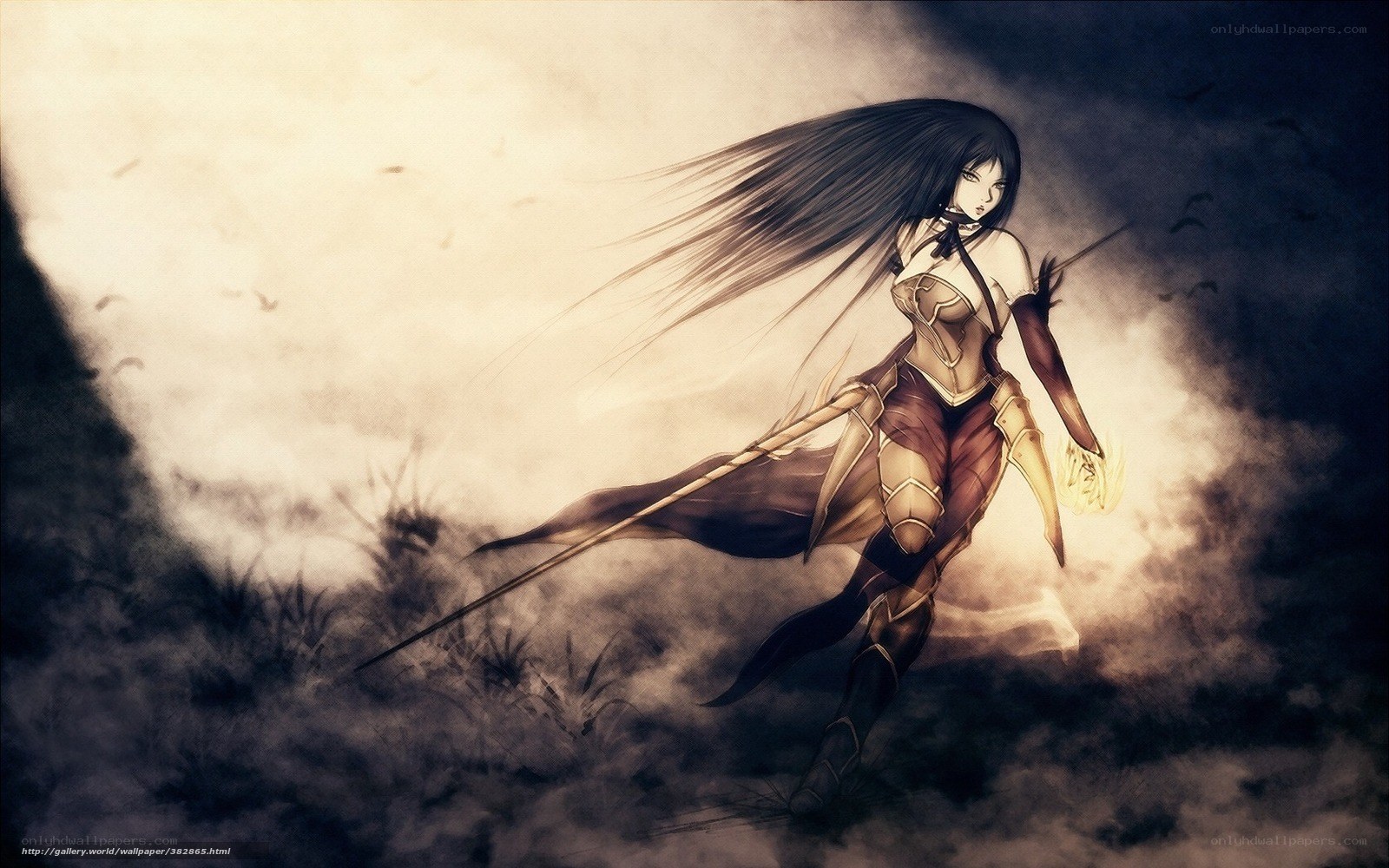 female warrior in storm
