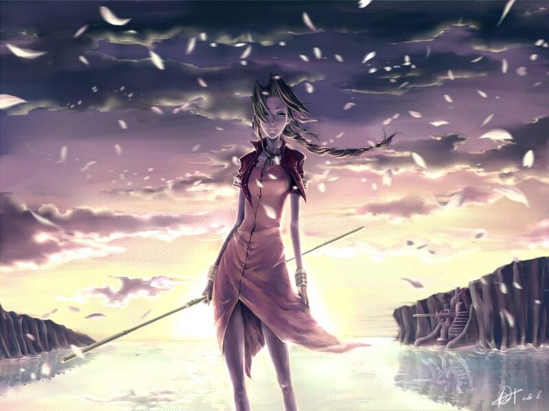 female warrior in sunset