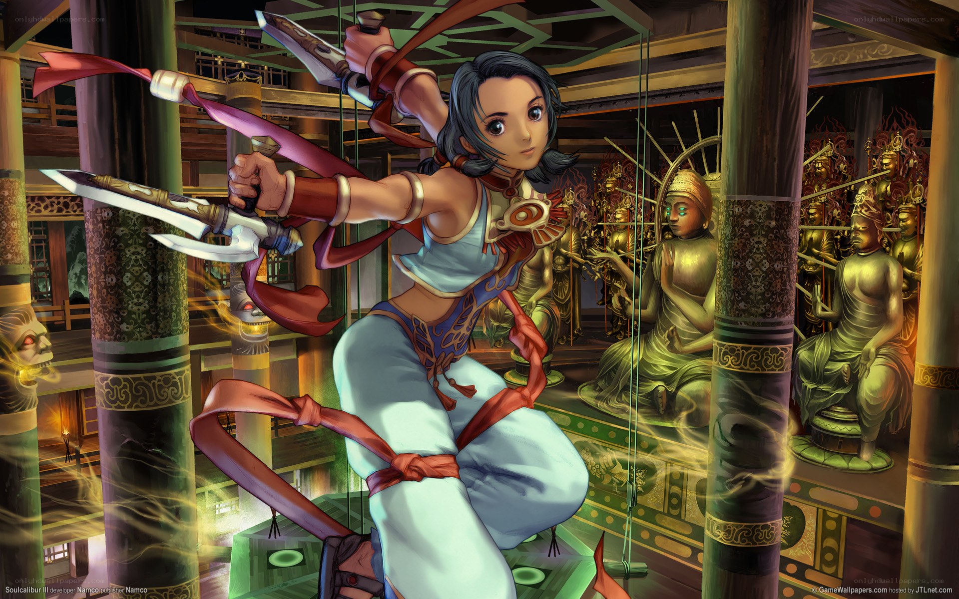 female warrior in temple
