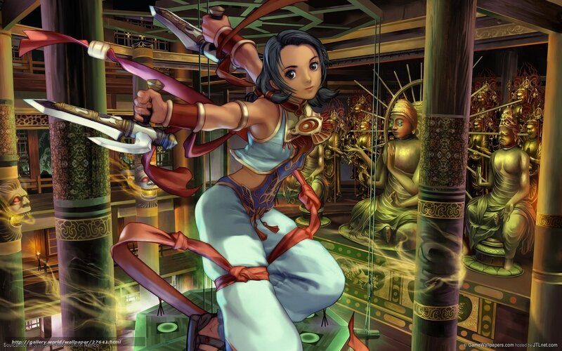 female warrior in temple
