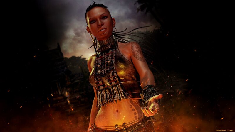 female warrior in tribal attire
