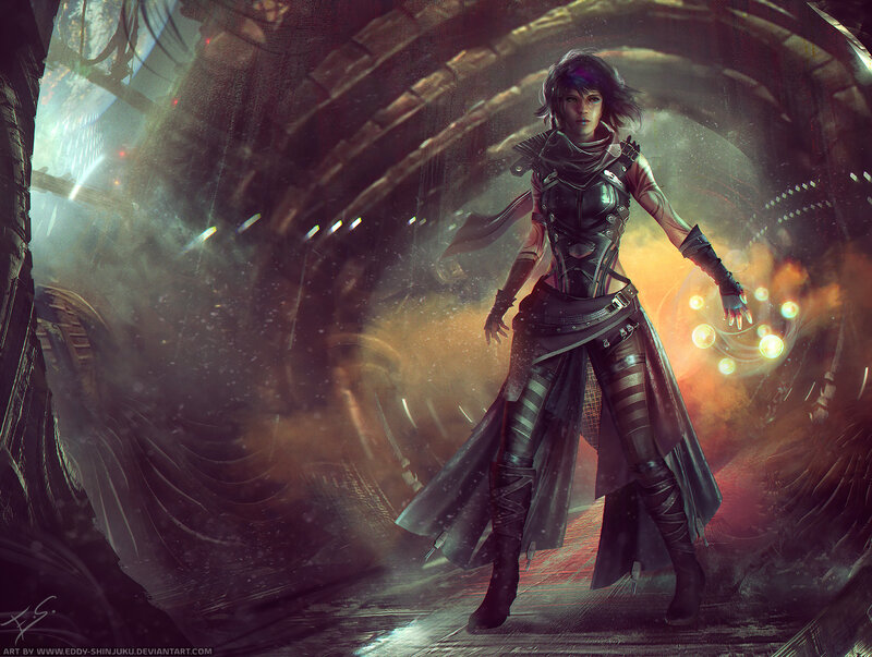 Female Warrior in Tunnel