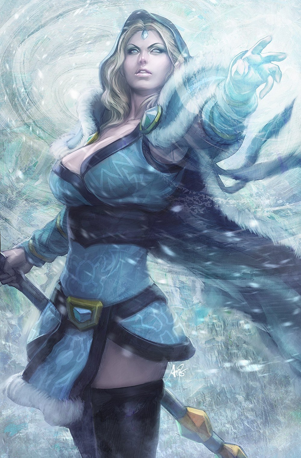 female warrior in winter armor