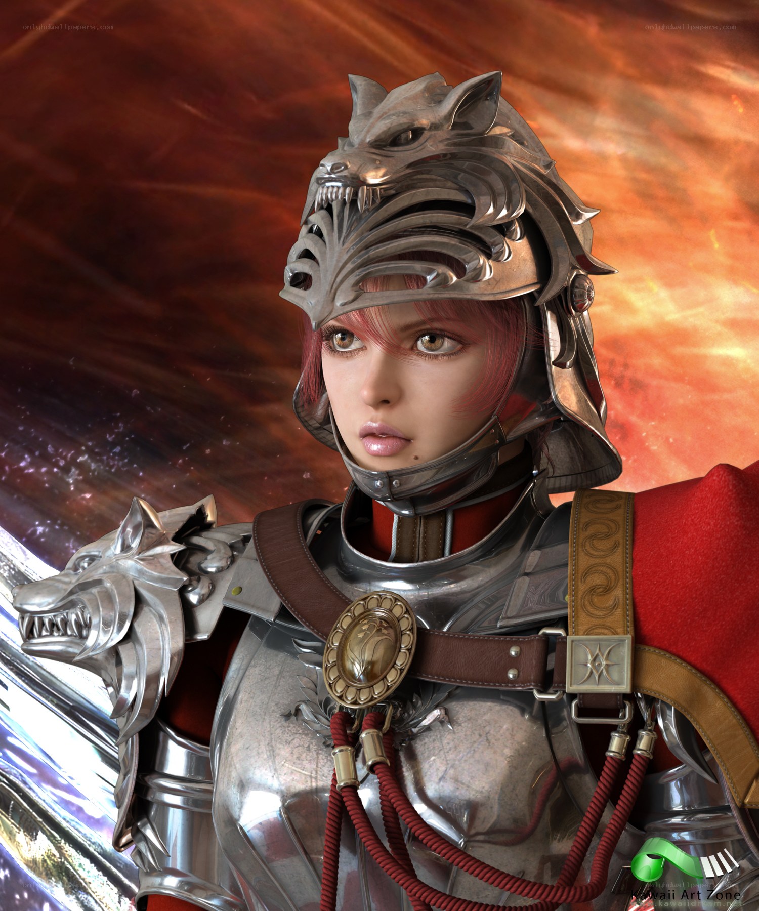 female warrior in wolf armor