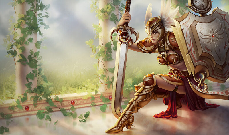 Female Warrior Kneeling — Gold