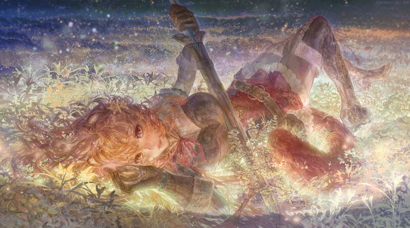 Female Warrior Lying Down — Orange