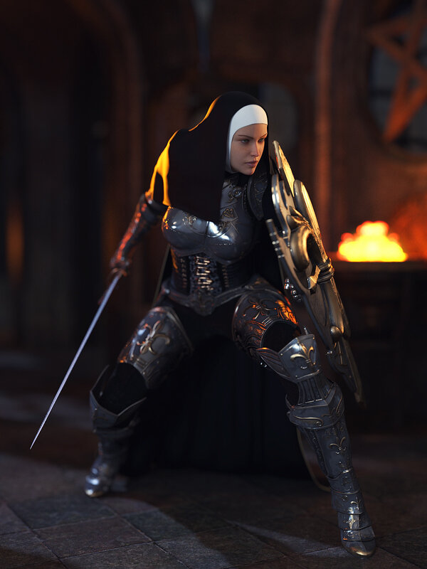 Female Warrior Nun — Black
