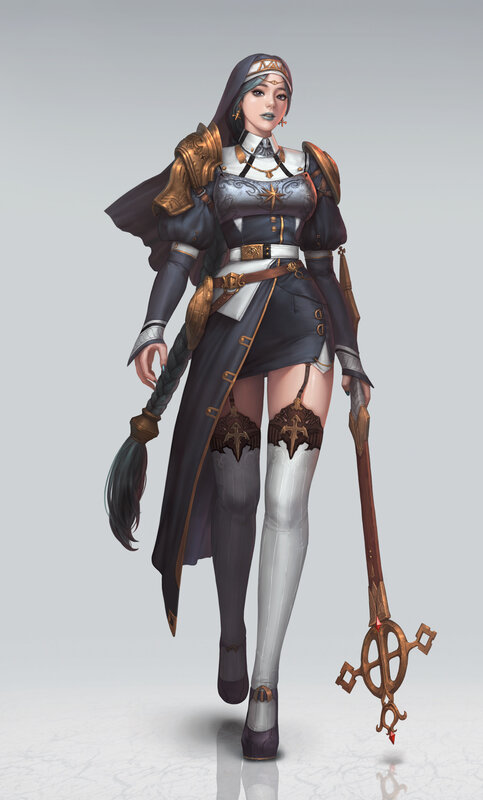 Female Warrior Nun — Gray