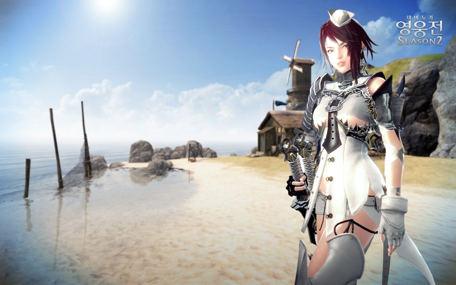 female warrior on a beach