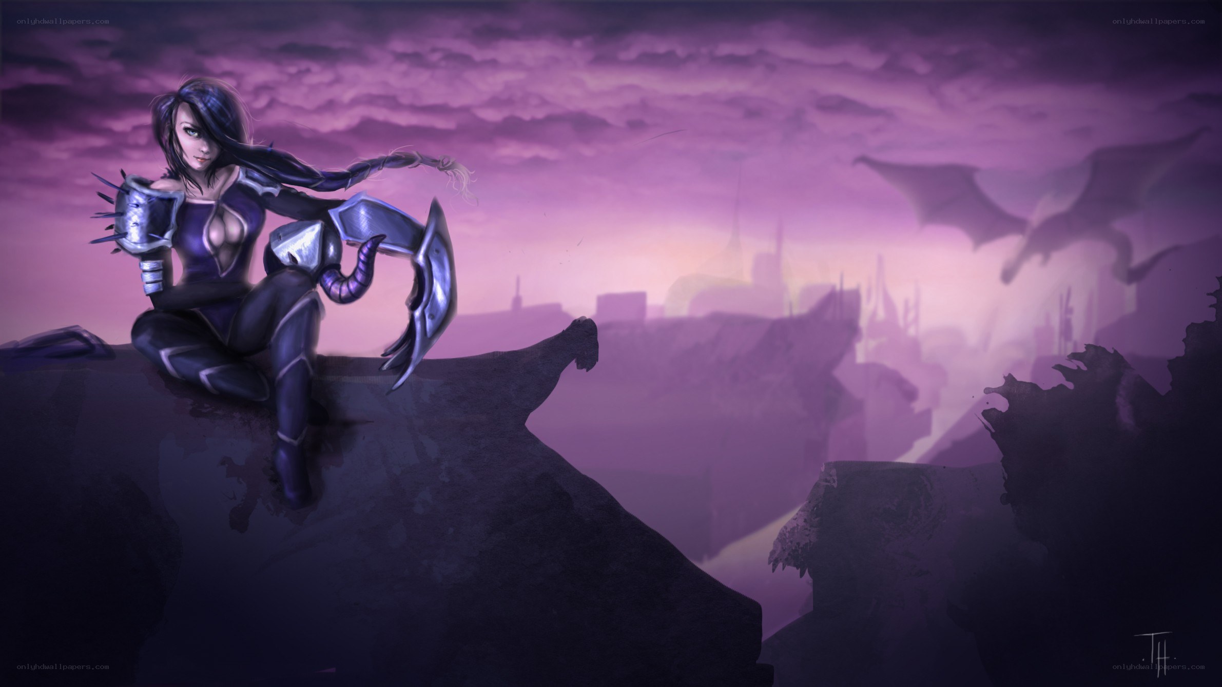 female warrior on a cliff