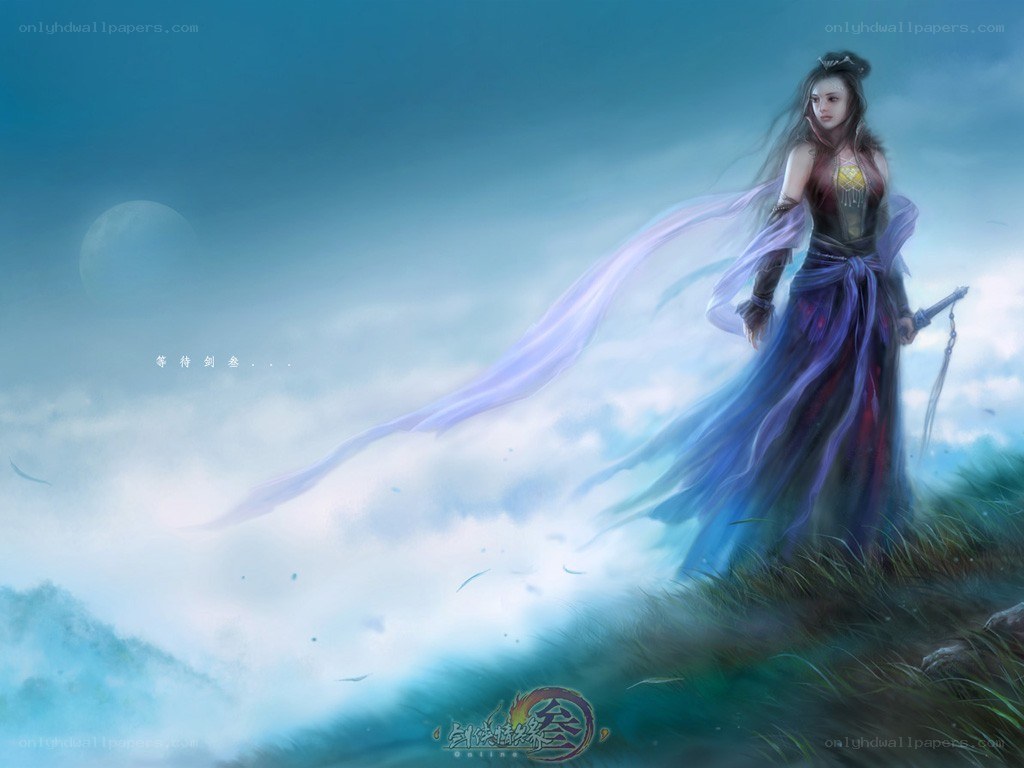 female warrior on a cliff
