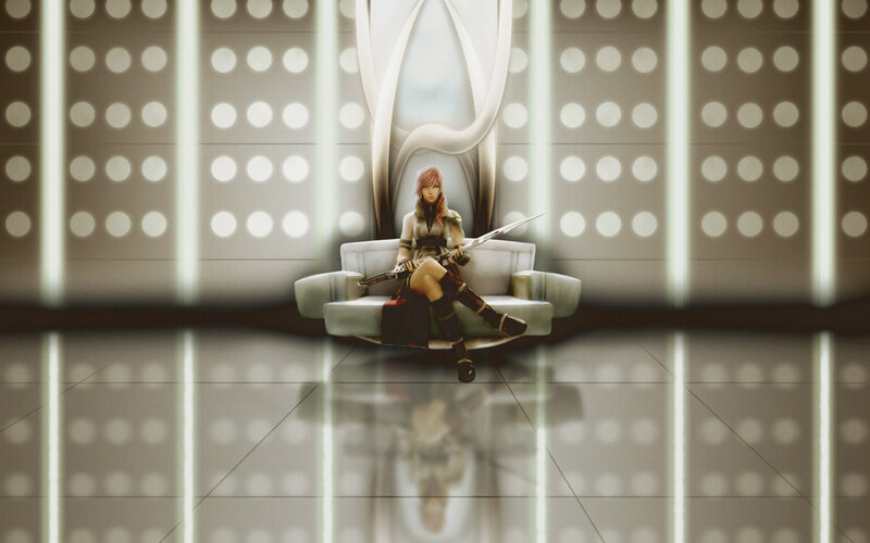 female warrior on a couch