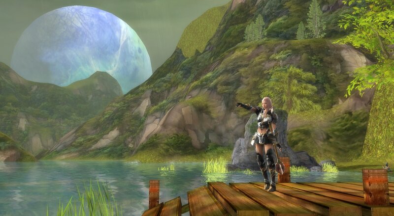 female warrior on a dock