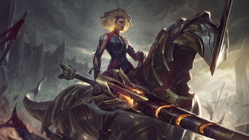 Female Warrior on a Dragon — Gray