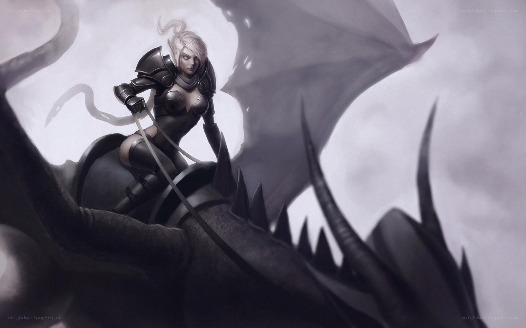 female warrior on a dragon