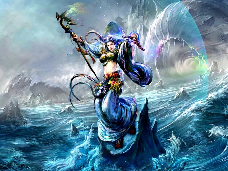 Female Warrior on a Rock
