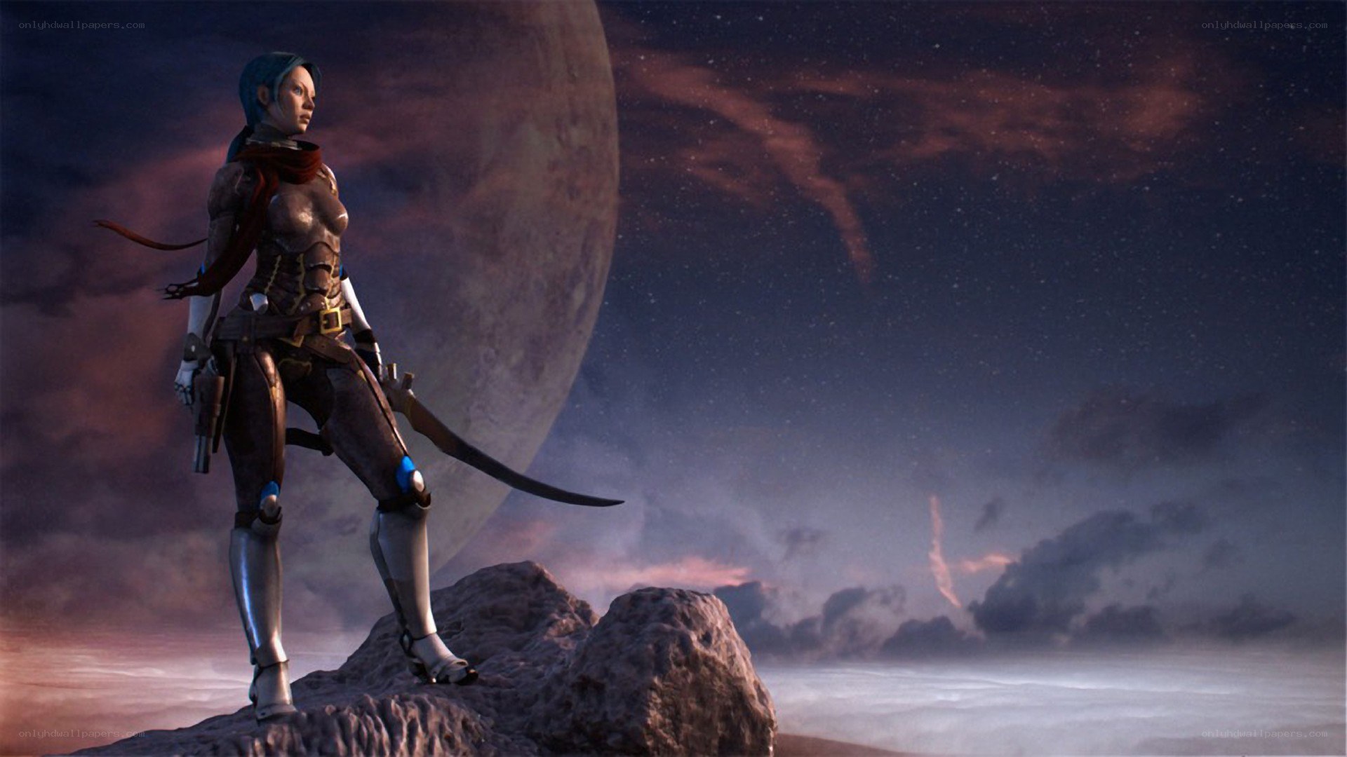 female warrior on alien planet
