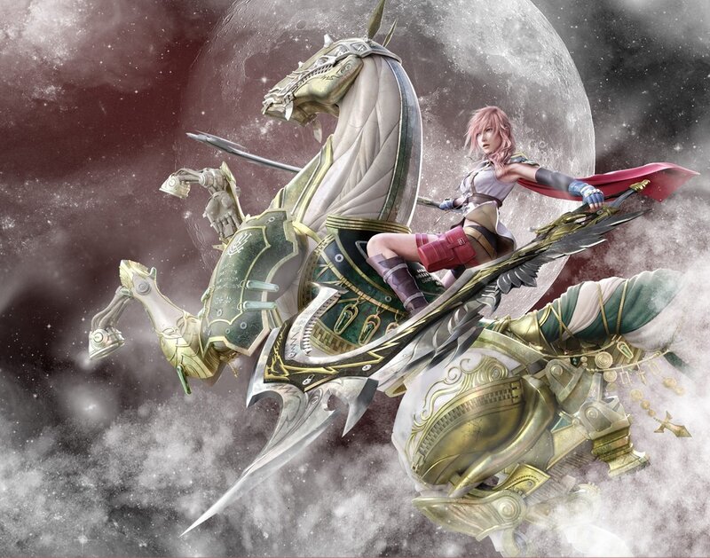 female warrior on armored horse