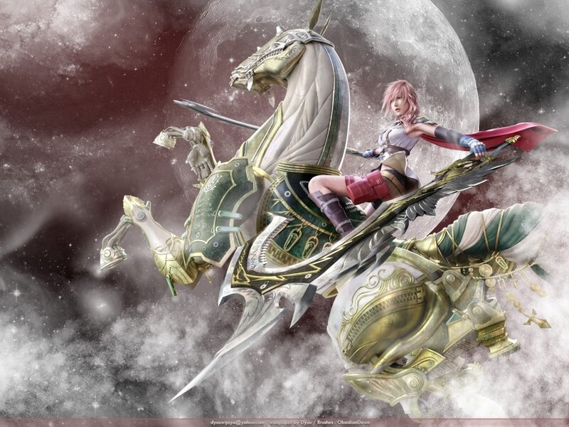 female warrior on armored horse