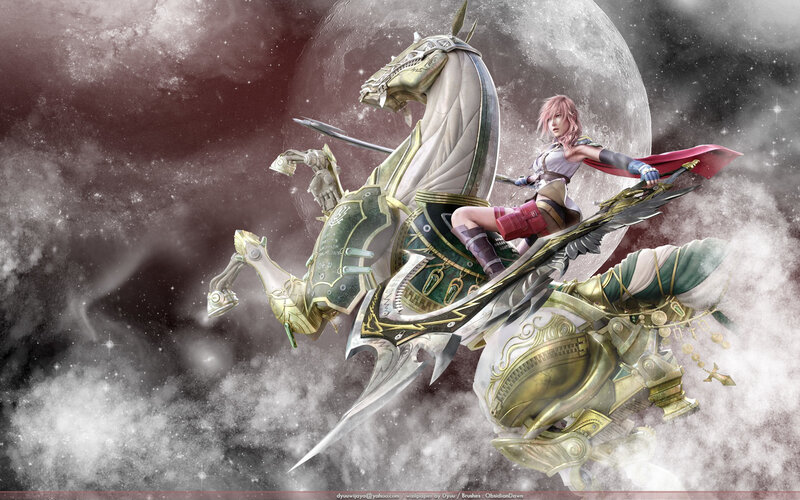 female warrior on armored horse