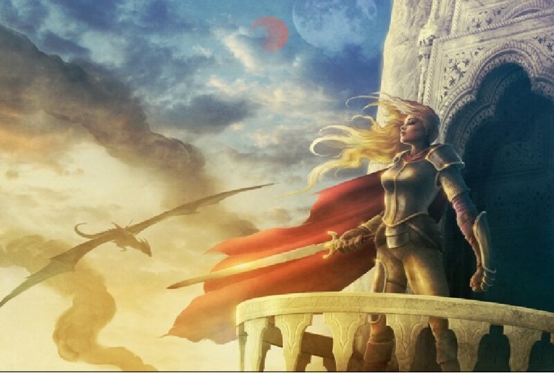 Female Warrior on Balcony